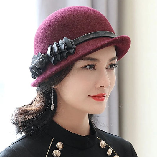 Chapéu Fedora Feminino de Lã Pura - Aba Irregular Elegante