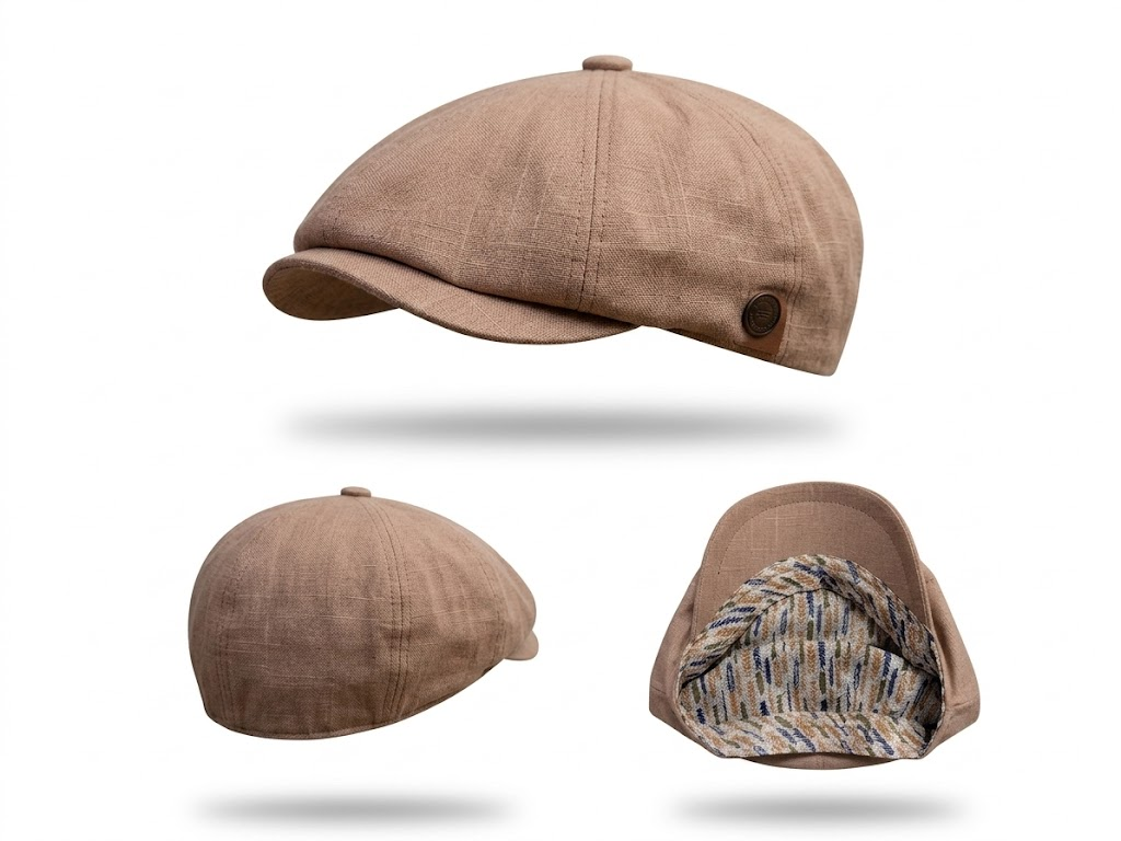 Boné Newsboy em Linho Camel – Tamanho Elástico