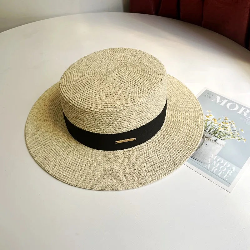 Chapéu Fedora de Palha com Aba Larga - Verão Unissexo