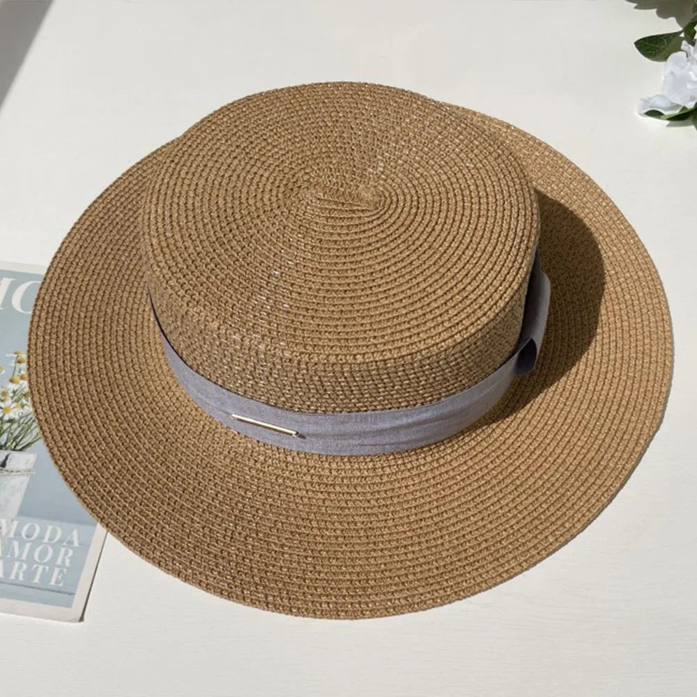 Chapéu Fedora de Palha com Aba Larga - Verão Unissexo