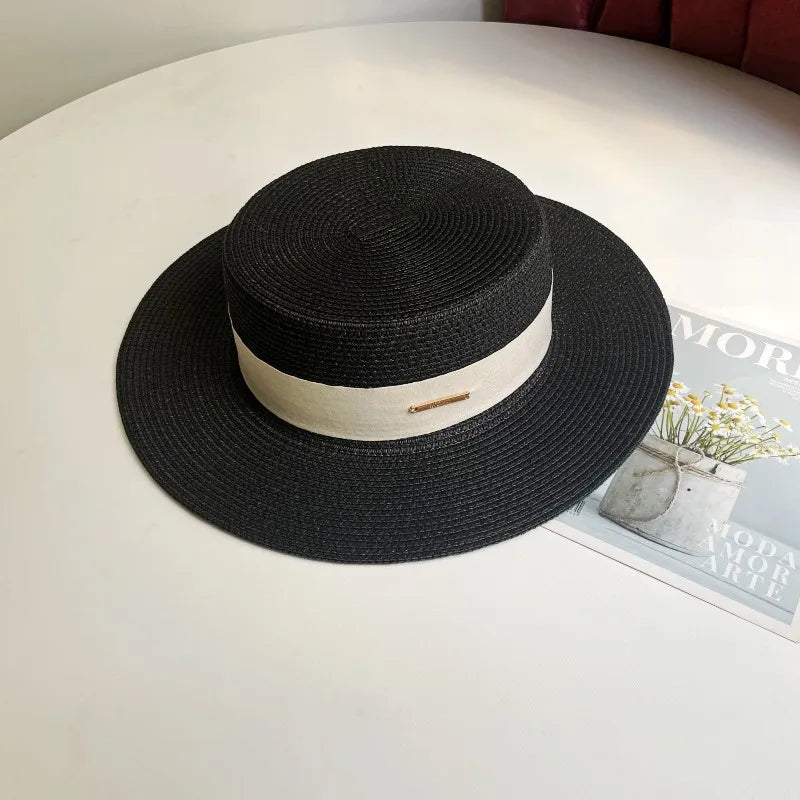 Chapéu Fedora de Palha com Aba Larga - Verão Unissexo