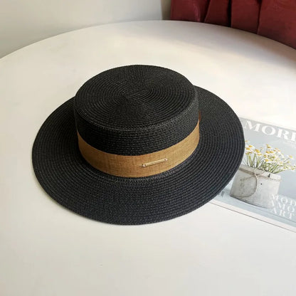 Chapéu Fedora de Palha com Aba Larga - Verão Unissexo
