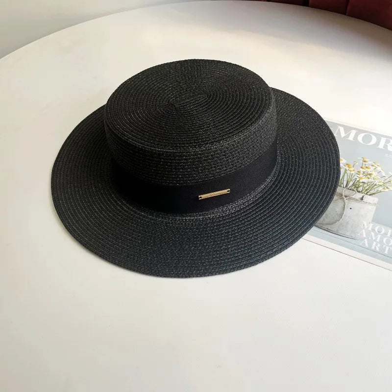 Chapéu Fedora de Palha com Aba Larga - Verão Unissexo