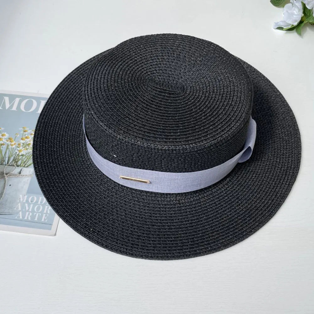 Chapéu Fedora de Palha com Aba Larga - Verão Unissexo