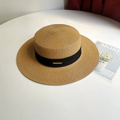 Chapéu Fedora de Palha com Aba Larga - Verão Unissexo