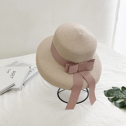 Chapéu de Sol de Palha com Laço – Flat Panama Feminino Praia Verão