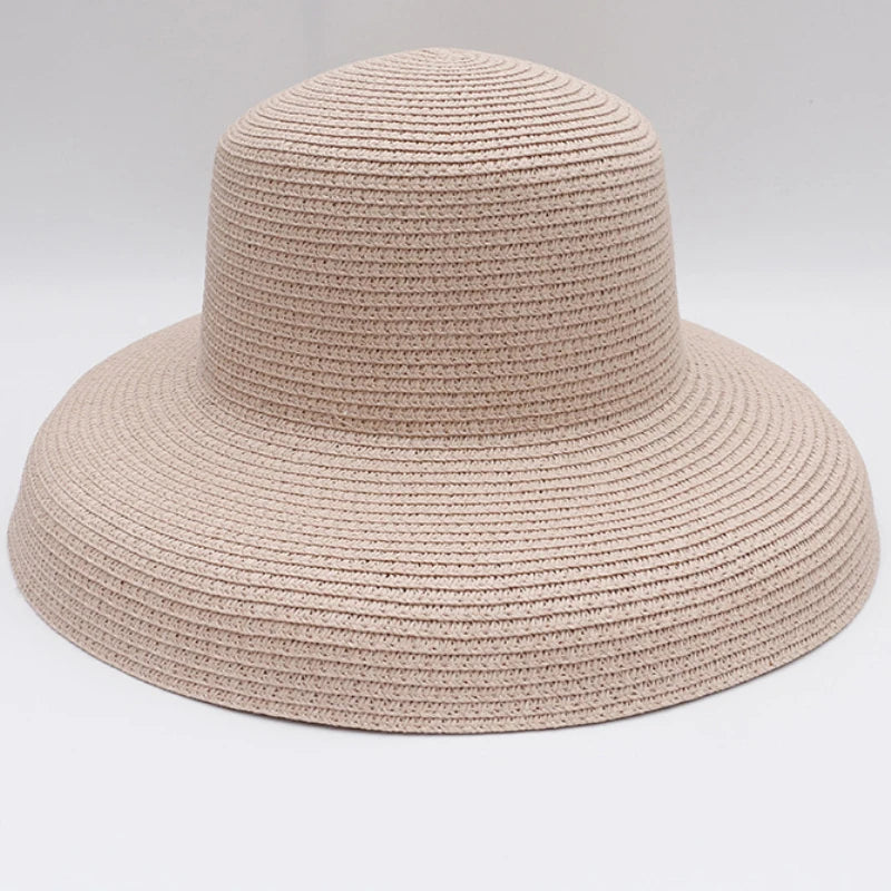 Chapéu de Sol de Palha Aba Larga – Estilo Panama Elegante Feminino