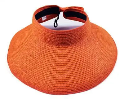 Viseira de Palha Dobrável Aba Larga – Chapéu de Sol Feminino Praia Verão