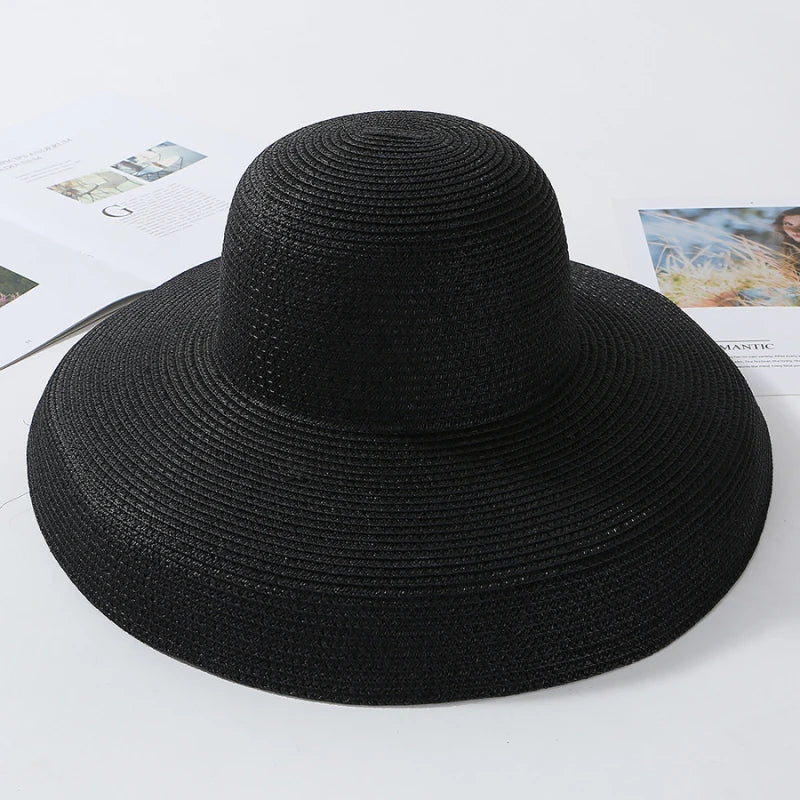 Chapéu de Sol de Palha Aba Larga – Estilo Panama Elegante Feminino