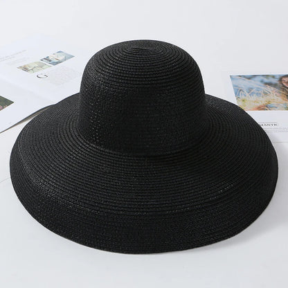 Chapéu de Sol de Palha Aba Larga – Estilo Panama Elegante Feminino