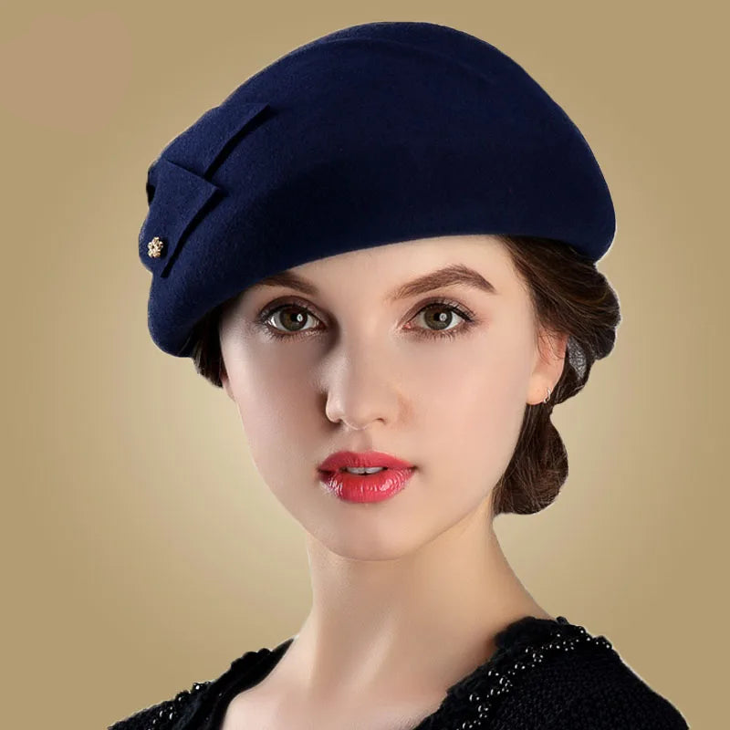 Pure wool vintage French beret – classic elegant women's hat