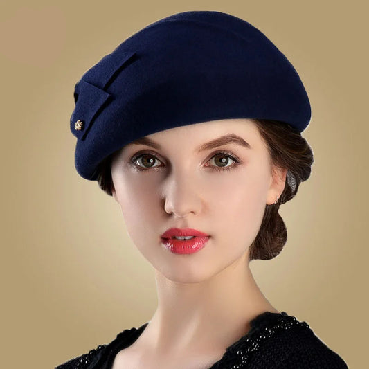 Pure wool vintage French beret – classic elegant women's hat