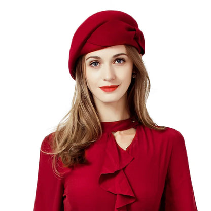 Chapéu Pillbox de Lã Pura com Laço – Elegância Vintage