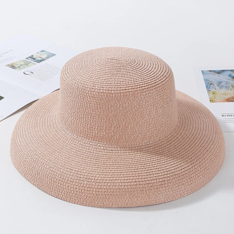 Chapéu de Sol de Palha Aba Larga – Estilo Panama Elegante Feminino