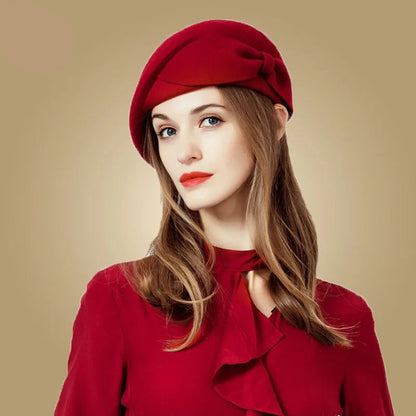 Chapéu Pillbox de Lã Pura com Laço – Elegância Vintage