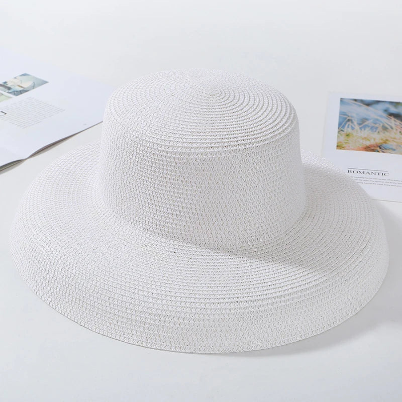 Chapéu de Sol de Palha Aba Larga – Estilo Panama Elegante Feminino