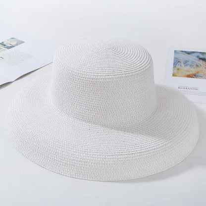 Chapéu de Sol de Palha Aba Larga – Estilo Panama Elegante Feminino