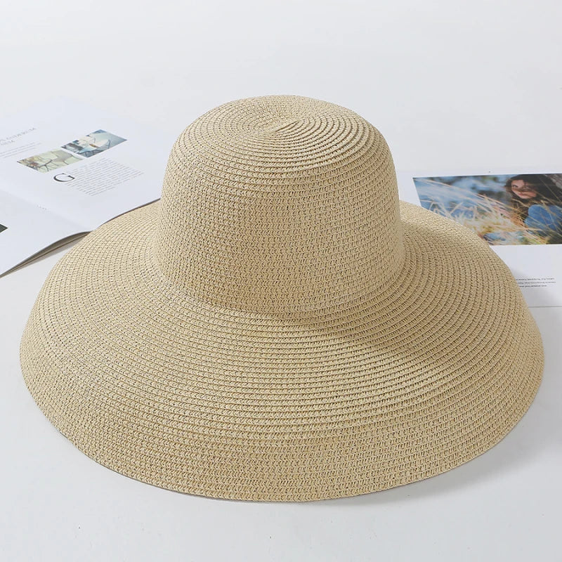 Chapéu de Sol de Palha Aba Larga – Estilo Panama Elegante Feminino