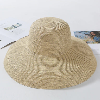 Chapéu de Sol de Palha Aba Larga – Estilo Panama Elegante Feminino