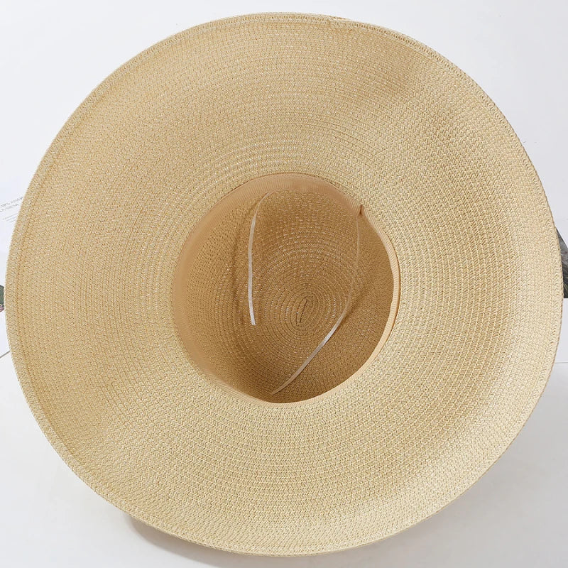 Chapéu de Sol de Palha Aba Larga – Estilo Panama Elegante Feminino