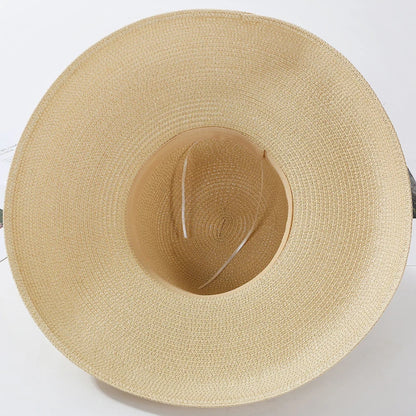 Chapéu de Sol de Palha Aba Larga – Estilo Panama Elegante Feminino
