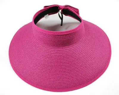 Viseira de Palha Dobrável Aba Larga – Chapéu de Sol Feminino Praia Verão