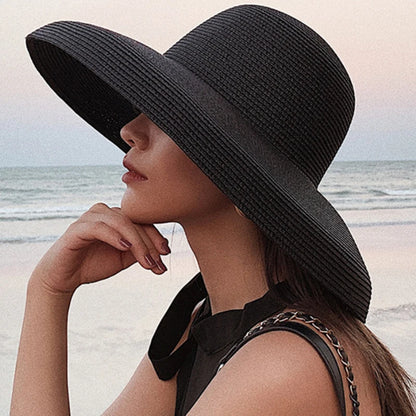Chapéu de Sol de Palha Aba Larga – Estilo Panama Elegante Feminino