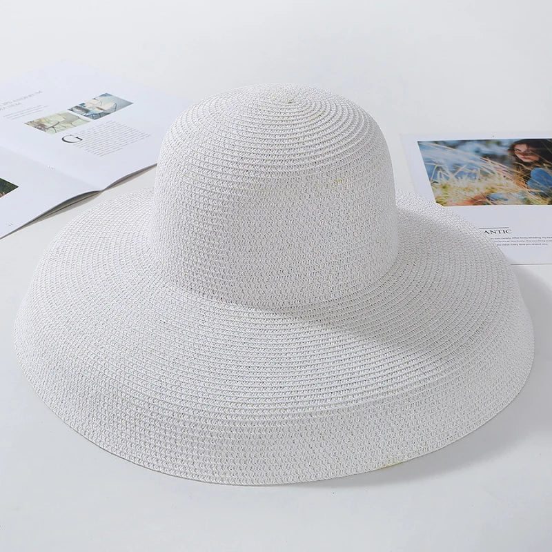 Chapéu de Sol de Palha Aba Larga – Estilo Panama Elegante Feminino