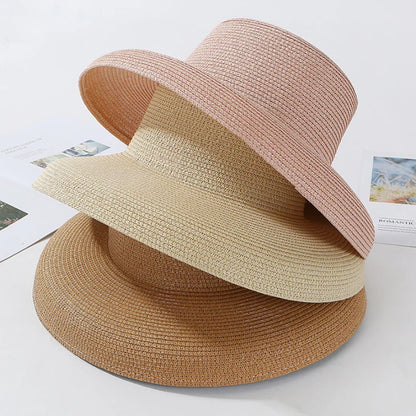 Chapéu de Sol de Palha Aba Larga – Estilo Panama Elegante Feminino