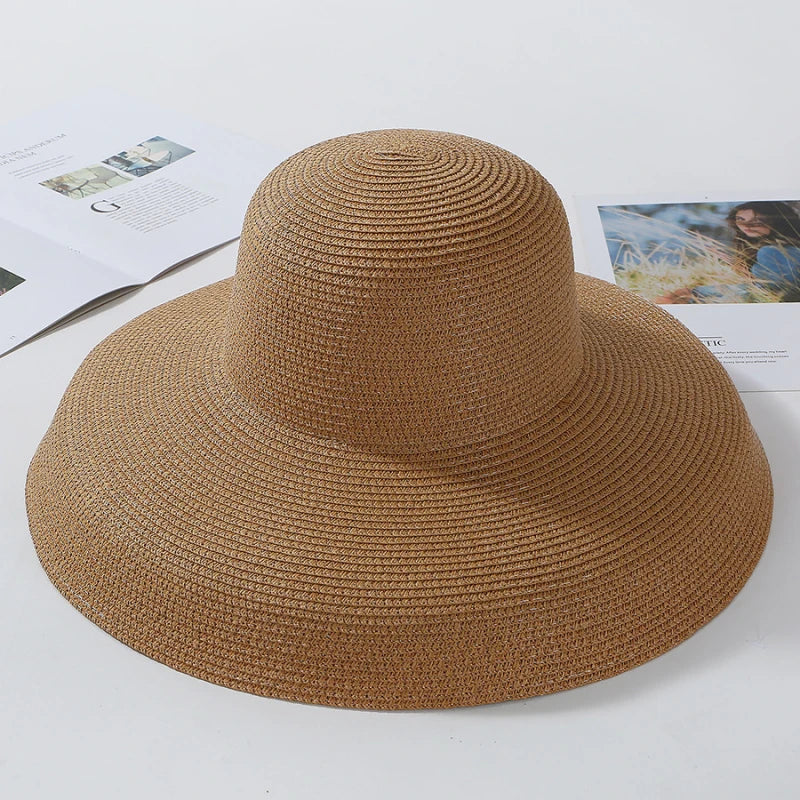 Chapéu de Sol de Palha Aba Larga – Estilo Panama Elegante Feminino