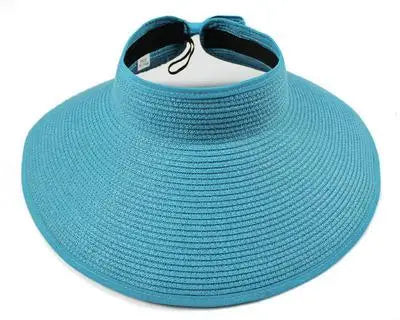 Viseira de Palha Dobrável Aba Larga – Chapéu de Sol Feminino Praia Verão