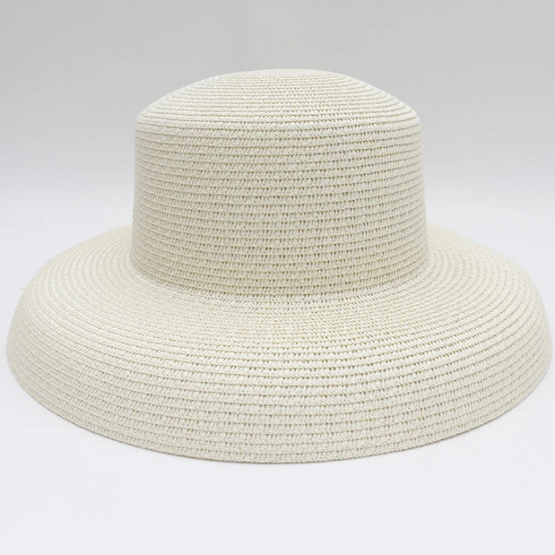 Chapéu de Sol de Palha Aba Larga – Estilo Panama Elegante Feminino