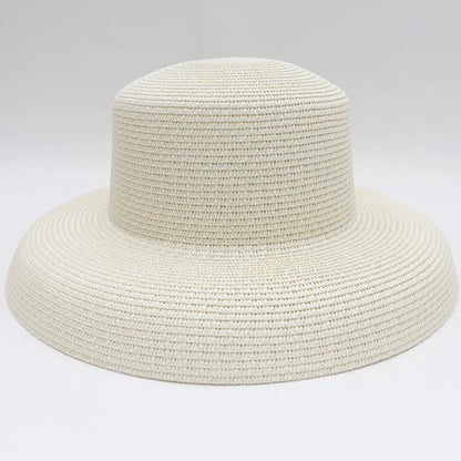 Chapéu de Sol de Palha Aba Larga – Estilo Panama Elegante Feminino