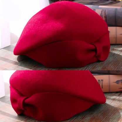 Chapéu Pillbox de Lã Pura com Laço – Elegância Vintage