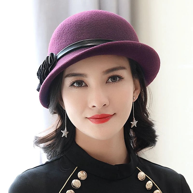 Chapéu Fedora Feminino de Lã Pura - Aba Irregular Elegante
