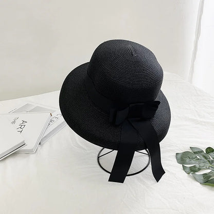 Chapéu de Sol de Palha com Laço – Flat Panama Feminino Praia Verão
