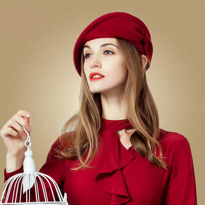 Chapéu Pillbox de Lã Pura com Laço – Elegância Vintage