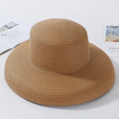 Chapéu de Sol de Palha Aba Larga – Estilo Panama Elegante Feminino