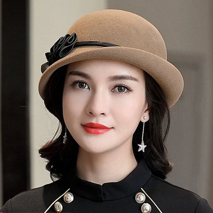 100% wool irregular brim fedora hat – chic formal women's party hat