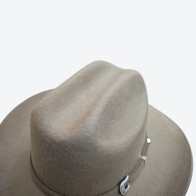 Chapéu Cowboy Lã 100% Aba Curva – Estilo Western Clássico