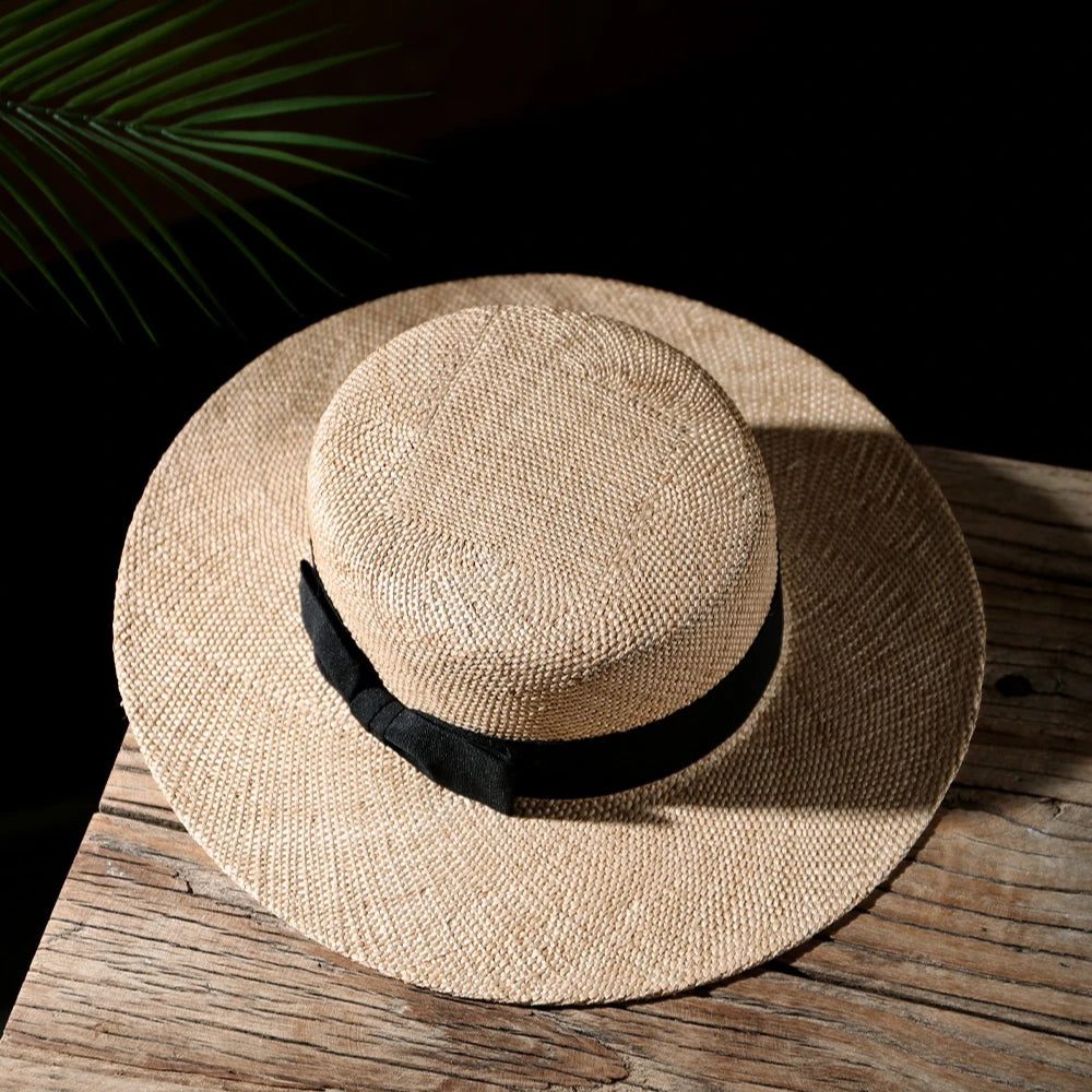 Chapéu Panamá Clássico de Palha Natural com Laço – Praia Unissexo