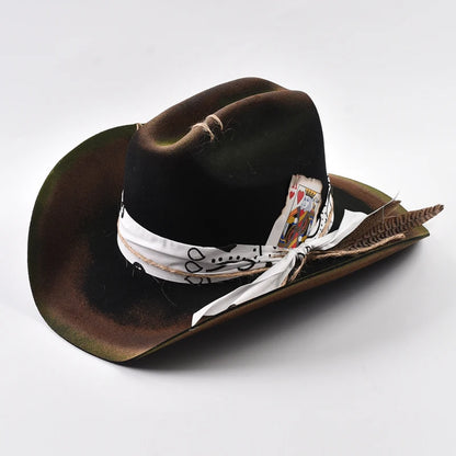 Pure Wool Felt Cowboy Hat - 9cm Wide Brim