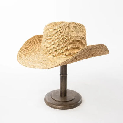 Hand-Crocheted Natural Raffia Hat