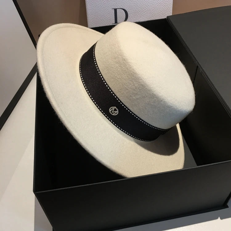 Chapéu Fedora de Lã Feltrada Aba Larga – Estilo Britânico Unissexo