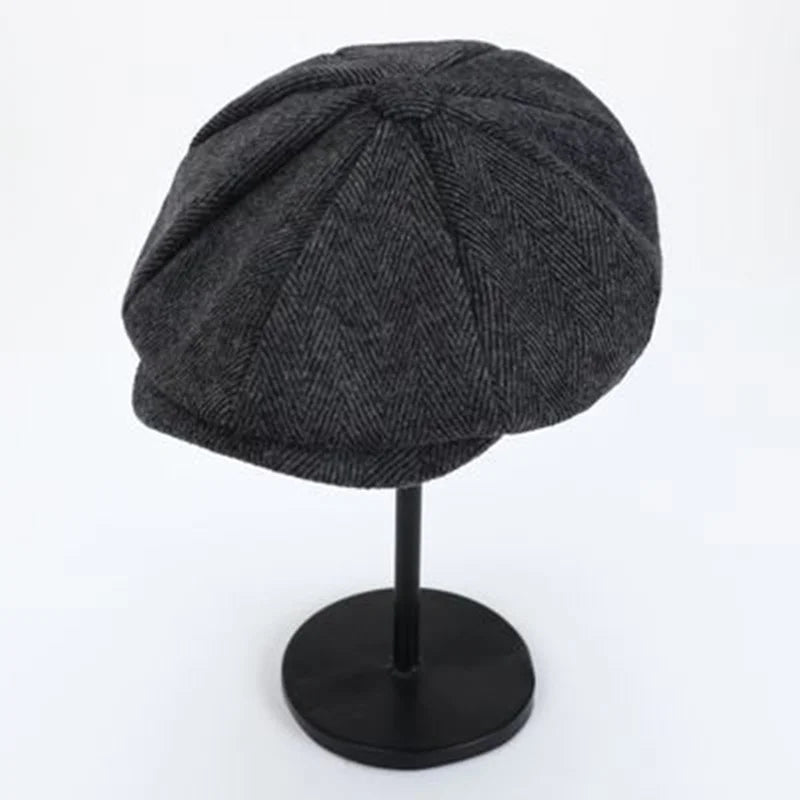 Boina Retro Estilo Britânico Premium – Chapéu Octogonal Espinha de Peixe