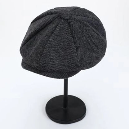 Boina Retro Estilo Britânico Premium – Chapéu Octogonal Espinha de Peixe