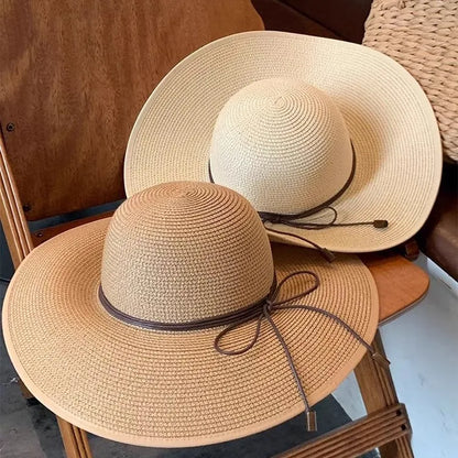 Chapéu de Sol de Palha Panama com Fita – Proteção UV Feminino Verão