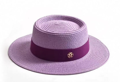 Chapéu de Sol de Palha Aba Plana com Fita – Fashion Feminino Praia Verão