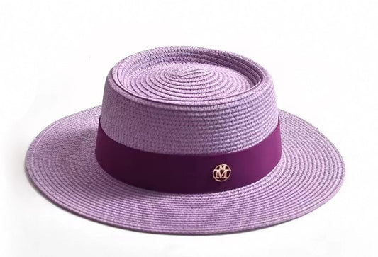 Chapéu de Sol de Palha Aba Plana com Fita – Fashion Feminino Praia Verão