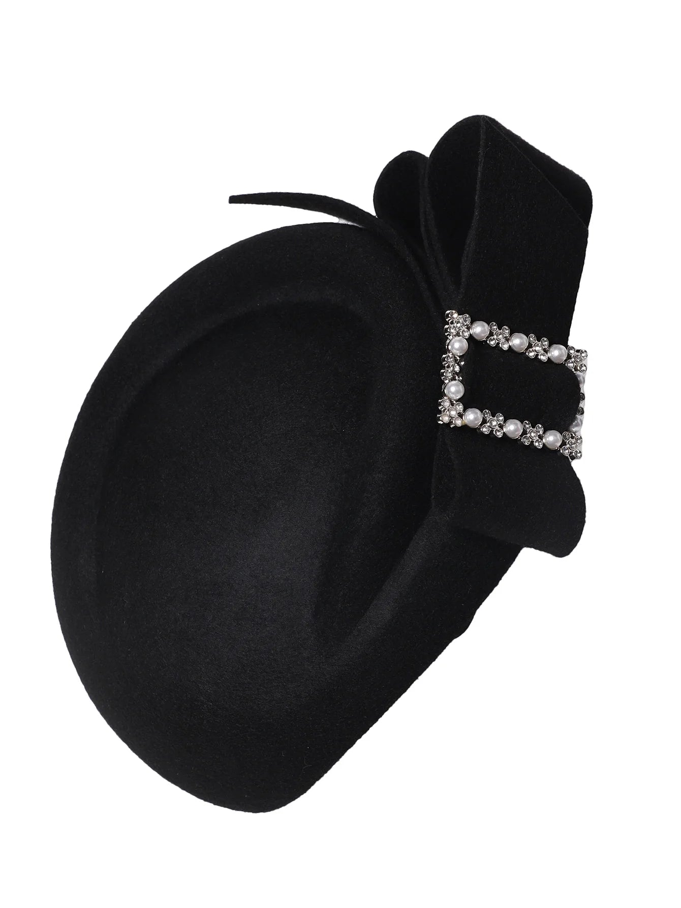 Chapéu Fascinator Preto com Laço e Strass – Elegância Formal